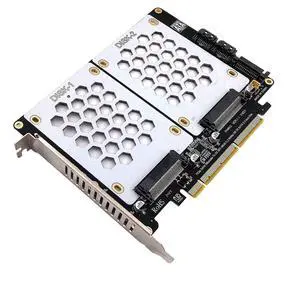 U.2 Dual Drive Adapter Card 2.5 Inch SATA Hard Drive to PCIE4.0 Split Card with LED Indicator U.2 PCIe Adapter U.2 to PCIe Card U.2 Dual Drive Adapter Card 2.5 Inch SATA Hard Drive to PCIE4.0 Split Card with LED Indicator U.2 PCIe Adapter U.2 to PCIe Card