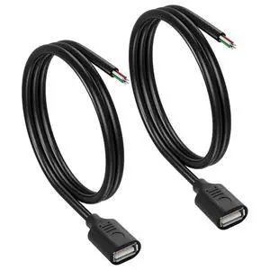 2PCS Short USB A Female 4 Pin Bare Wire,24AWG USB 2.0 Female Plug to Bare Wire Open End Power and Data Replacement Repair Extension Cable-0.5M/1.6FT 2PCS Short USB A Female 4 Pin Bare Wire,24AWG USB 2.0 Female Plug to Bare Wire Open End Power and Data Replacement Repair Extension Cable-0.5M/1.6FT