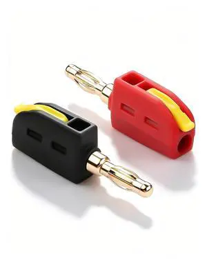 4mm Banana Plugs, High Push-Button Current Quick Connect 24K Gold-Plated Speaker Plug Connectors (1 Pair / 2 PCS) | for Home Theater, Speaker, Amplifier 4mm Banana Plugs, High Push-Button Current Quick Connect 24K Gold-Plated Speaker Plug Connectors (1 Pair / 2 PCS) | for Home Theater, Speaker, Amplifier