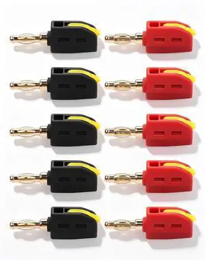 4mm Banana Plugs, High Push-Button Current Quick Connect 24K Gold-Plated Speaker Plug Connectors | for Home Theater, Speaker, Amplifier, 5 Pair/10 PCS 4mm Banana Plugs, High Push-Button Current Quick Connect 24K Gold-Plated Speaker Plug Connectors | for Home Theater, Speaker, Amplifier, 5 Pair/10 PCS