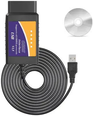 ELM327 OBD2 USB Adapter OBD2 to USB Scanner Adapter OBDII Diagnostic Cable OBDii Scanner Code Reader Auto Car Professional OBDII Scan Tool with CD-ROM 1.5M/ 5FT ELM327 OBD2 USB Adapter OBD2 to USB Scanner Adapter OBDII Diagnostic Cable OBDii Scanner Code Reader Auto Car Professional OBDII Scan Tool with CD-ROM 1.5M/ 5FT