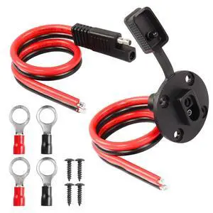 0.3m 10awg SAE Mount Panel Solar Socket Sidewall Port Cable & 0.3m 10awg SAE 2 PIN Connector Extension Cable with O Ring(2-Pack)(1a-2a) 0.3m 10awg SAE Mount Panel Solar Socket Sidewall Port Cable & 0.3m 10awg SAE 2 PIN Connector Extension Cable with O Ring(2-Pack)(1a-2a)