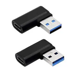 90 Degree USB C to USB A Adapter, Right Angle & Left Angle USB A 3.0 Male to USB Type C 3.1 Female Connector for Laptops, Wall Chargers, Power Banks(2-Pack) 90 Degree USB C to USB A Adapter, Right Angle & Left Angle USB A 3.0 Male to USB Type C 3.1 Female Connector for Laptops, Wall Chargers, Power Banks(2-Pack)
