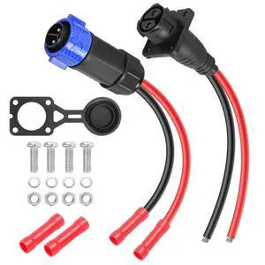 Trolling Motor sckot connector, Trolling Motor Plug and Receptacle Quick Connect Kit, Heavy-Duty 2-Prong 12V, 24V, 36V or 48V for Marine Boat, Kayak Trolling Motor, 8AWG Cable Wire Trolling Motor sckot connector, Trolling Motor Plug and Receptacle Quick Connect Kit, Heavy-Duty 2-Prong 12V, 24V, 36V or 48V for Marine Boat, Kayak Trolling Motor, 8AWG Cable Wire