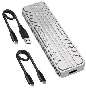 M.2 NVME SSD Enclosure, M.2 NVMe Solid State Drive External Enclosure, Silver Aluminum Alloy USB 3.2 Gen2 Hard Drive Case for SSD 2230 / 2242 / 2260 / 2280 M.2 NVME SSD Enclosure, M.2 NVMe Solid State Drive External Enclosure, Silver Aluminum Alloy USB 3.2 Gen2 Hard Drive Case for SSD 2230 / 2242 / 2260 / 2280