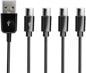 USB Type C Splitter Charging Cable,1ft 4 in 1 Multi Charging Cable, USB A to 4 x USB Type C Y Splitter Data Snyc Cord(0.3m-4 USB C, Black) USB Type C Splitter Charging Cable,1ft 4 in 1 Multi Charging Cable, USB A to 4 x USB Type C Y Splitter Data Snyc Cord(0.3m-4 USB C, Black)