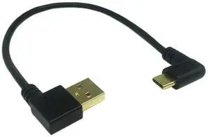 9 inch Gold Plated USB Left & Right Angle 3.0 Type C Male to Left Angle USB Type A 2.0 Male Fast Charge and Data Sync Cable L 9 inch Gold Plated USB Left & Right Angle 3.0 Type C Male to Left Angle USB Type A 2.0 Male Fast Charge and Data Sync Cable L