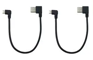 9Inch Micro USB Cable Combo Left Angle Micro USB 5 Pin Male to USB 2.0 Type A Right Angle Male Data Sync and Charge Cable (Black)(2-Pack,RL) 9Inch Micro USB Cable Combo Left Angle Micro USB 5 Pin Male to USB 2.0 Type A Right Angle Male Data Sync and Charge Cable (Black)(2-Pack,RL)