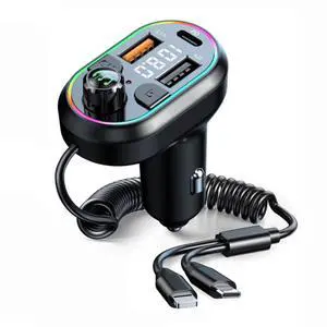 Car BT5.0 FM Transmitter Wireless Audio Receiver Car MP3 Player 25W PD Fast Charge with Apple Type-C Port Charging Cable Car BT5.0 FM Transmitter Wireless Audio Receiver Car MP3 Player 25W PD Fast Charge with Apple Type-C Port Charging Cable