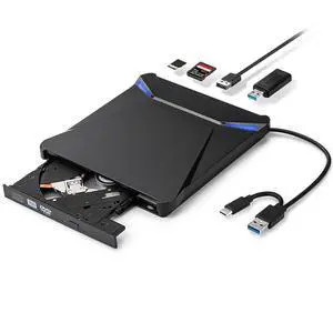 External CD/DVD Drive for Laptop, USB 3.0 Type C DVD Player Portable CD/DVD Burner, CD ROM External DVD Optical Drive Compatible with Laptop Desktop PC Windows 11/10/8/7 Linux OS External CD/DVD Drive for Laptop, USB 3.0 Type C DVD Player Portable CD/DVD Burner, CD ROM External DVD Optical Drive Compatible with Laptop Desktop PC Windows 11/10/8/7 Linux OS