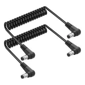 2Pack 90 Degree DC 5.5mm x 2.5mm Male to Male Coiled Power Extension Cable DC5525 Power Adapter Cord for CCTV Cameras, LED Strip Lights, Low Voltage Devices 2Pack 90 Degree DC 5.5mm x 2.5mm Male to Male Coiled Power Extension Cable DC5525 Power Adapter Cord for CCTV Cameras, LED Strip Lights, Low Voltage Devices