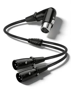 Right-Angle XLR Female to Dual Male Y Splitter Cable, Balanced XLR Splitter 1 Female to 2 Male Microphone Cord Audio Adaptor - 1.64FT / 0.5M Right-Angle XLR Female to Dual Male Y Splitter Cable, Balanced XLR Splitter 1 Female to 2 Male Microphone Cord Audio Adaptor - 1.64FT / 0.5M