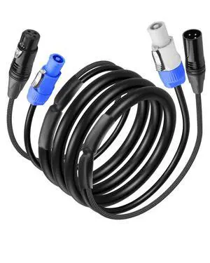 6.6 FT PowerCon and DMX Extension Cable, 13AWG AC Power DMX 3Pin XLR Signal Combo Cables for Stage Lighting, Concerts, Events 6.6 FT PowerCon and DMX Extension Cable, 13AWG AC Power DMX 3Pin XLR Signal Combo Cables for Stage Lighting, Concerts, Events
