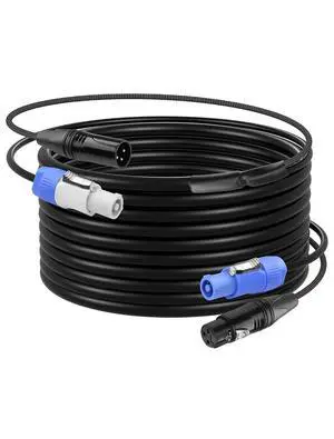 16.4 FT PowerCon and DMX Extension Cable, 13AWG AC Power DMX 3Pin XLR Signal Combo Cables for Stage Lighting, Concerts, Events 16.4 FT PowerCon and DMX Extension Cable, 13AWG AC Power DMX 3Pin XLR Signal Combo Cables for Stage Lighting, Concerts, Events
