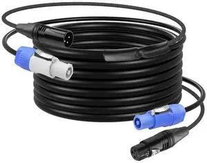 9.8 FT PowerCon and DMX Extension Cable, 13AWG AC Power DMX 3Pin XLR Signal Combo Cables for Stage Lighting, Concerts, Events 9.8 FT PowerCon and DMX Extension Cable, 13AWG AC Power DMX 3Pin XLR Signal Combo Cables for Stage Lighting, Concerts, Events
