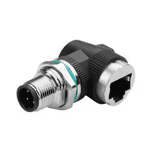 Right Angle RJ45 to M12 4 Pin Adapter,M12 4Pin Male to RJ45 Female Ethernet Connector,IP68 Waterproof,for Automation Systems,Plug and Play Right Angle RJ45 to M12 4 Pin Adapter,M12 4Pin Male to RJ45 Female Ethernet Connector,IP68 Waterproof,for Automation Systems,Plug and Play