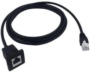 RJ45 Male to Female LAN Ethernet Network Cat 5e Panel Mount Cable (Black)(2m) RJ45 Male to Female LAN Ethernet Network Cat 5e Panel Mount Cable (Black)(2m)