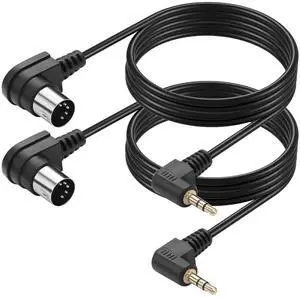 2PCS 5 Pin DIN to 3.5mm Cable,90 Degree MIDI Din 5 Pin Male to 90 Degree 3.5mm 1/8'' Male TRS Stereo Jack Audio Cable for Speaker, MIDI Keyboard (1.5M/5FT) 2PCS 5 Pin DIN to 3.5mm Cable,90 Degree MIDI Din 5 Pin Male to 90 Degree 3.5mm 1/8'' Male TRS Stereo Jack Audio Cable for Speaker, MIDI Keyboard (1.5M/5FT)