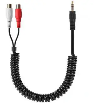 3.5mm to 2 RCA Stereo Audio Coiled Cable,1/8" TRS Male to 2 RCA Female Gold-Plated Coiled Spring Y Splitter Cable,for Connecting Amplifiers, Speakers, Etc- Up to 0.7M/2.3FT 3.5mm to 2 RCA Stereo Audio Coiled Cable,1/8" TRS Male to 2 RCA Female Gold-Plated Coiled Spring Y Splitter Cable,for Connecting Amplifiers, Speakers, Etc- Up to 0.7M/2.3FT