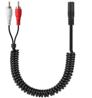 3.5mm to 2 RCA Stereo Audio Coiled Cable,1/8" TRS Female to 2 RCA Male Gold-Plated Coiled Spring Y Splitter Cable,for Connecting Amplifiers, Speakers, Etc- Up to 0.7M/2.3FT 3.5mm to 2 RCA Stereo Audio Coiled Cable,1/8" TRS Female to 2 RCA Male Gold-Plated Coiled Spring Y Splitter Cable,for Connecting Amplifiers, Speakers, Etc- Up to 0.7M/2.3FT