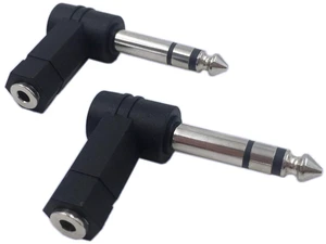 Right Angle 1/4 Male to 1/8 Female Adapter, 90 Degree 6.35mm 3 Pole Male to 3.5m Right Angle 1/4 Male to 1/8 Female Adapter, 90 Degree 6.35mm 3 Pole Male to 3.5m