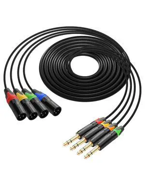 4 Channel 1/4" TRS to XLR Snake Audio Cable 9.8FT, XLR 3Pin Male to 6.35mm TRS Shielded Balanced Audio Extension Cable for Live Live, Recording, Studios, and Gigs - Patch, Amp, Mixer 4 Channel 1/4" TRS to XLR Snake Audio Cable 9.8FT, XLR 3Pin Male to 6.35mm TRS Shielded Balanced Audio Extension Cable for Live Live, Recording, Studios, and Gigs - Patch, Amp, Mixer