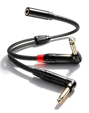3.5mm to Dual 6.35mm Y Splitter Cable, 1/8 inch TRS Female to 90 Degree 2X 6.35mm 1/4 inch TS Male Mono Audio Cable Splitter for Spekers, Amplifiers, Mixs 0.3M / 1FT 3.5mm to Dual 6.35mm Y Splitter Cable, 1/8 inch TRS Female to 90 Degree 2X 6.35mm 1/4 inch TS Male Mono Audio Cable Splitter for Spekers, Amplifiers, Mixs 0.3M / 1FT
