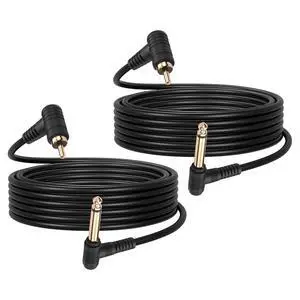 2PCS 90 Degree RCA to 6.35 Audio Cable, Gold Plated Angle RCA Male to 90 Degree 1/4 Inch Male TS Audio Adapter Cable for Guitar,Amplifiers,Speaker -6.5FT 2PCS 90 Degree RCA to 6.35 Audio Cable, Gold Plated Angle RCA Male to 90 Degree 1/4 Inch Male TS Audio Adapter Cable for Guitar,Amplifiers,Speaker -6.5FT