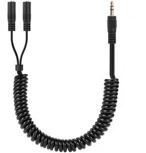 3.5mm TRS Audio Splitter Coiled Cable,Dual 3.5mm Coiled Cord,1/8" TRS Male to 2 Female Spring Y Splitter Cable for Home,Phone, Headset,Speakers Etc 3.5mm TRS Audio Splitter Coiled Cable,Dual 3.5mm Coiled Cord,1/8" TRS Male to 2 Female Spring Y Splitter Cable for Home,Phone, Headset,Speakers Etc