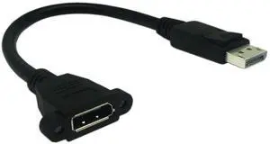8 Inch DisplayPort DP Male to Female Audio Video Adapter Extension Cable with Screw Hole Panel Mount 8 Inch DisplayPort DP Male to Female Audio Video Adapter Extension Cable with Screw Hole Panel Mount