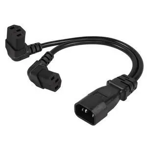 1FT C14 to 2 x C13 Y Splitter Extension Power Cable, UPS Server IEC 320 C14 Male to Up Angle Dual C13 Female Power Cord(c14-2c13u) 1FT C14 to 2 x C13 Y Splitter Extension Power Cable, UPS Server IEC 320 C14 Male to Up Angle Dual C13 Female Power Cord(c14-2c13u)