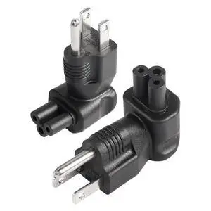 90 Degree IEC320 C5 to NEMA 5-15P Power Extension Adapter, 3 Prong AC Mickey Mouse Plug Power Adapter, 10A/125V Universal AC Cable US Plug Replacement - 2 Pack 90 Degree IEC320 C5 to NEMA 5-15P Power Extension Adapter, 3 Prong AC Mickey Mouse Plug Power Adapter, 10A/125V Universal AC Cable US Plug Replacement - 2 Pack
