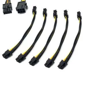 5Pack 6 Pin Male to 8 Pin Male PCIe Adapter Power Cable PCI Express Extension Cable 20CM (8 Inchs) 5Pack 6 Pin Male to 8 Pin Male PCIe Adapter Power Cable PCI Express Extension Cable 20CM (8 Inchs)