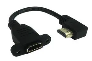 15cm 6inch High Speed HDMI 2.0 Right Angle HDMI Male to Female Extension Cable with Screw Hole Panel Mount Support 4K 60Hz Resolution for Blu Ray Player, 3D TV (Black) (R) 15cm 6inch High Speed HDMI 2.0 Right Angle HDMI Male to Female Extension Cable with Screw Hole Panel Mount Support 4K 60Hz Resolution for Blu Ray Player, 3D TV (Black) (R)