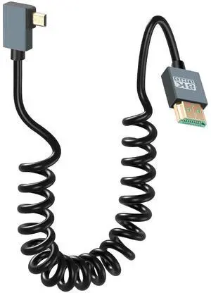 8K Right Angled Micro HDMI to HDMI Cable, 48Gbps High Speed 90 Degree Micro HDMI to HDMI Coiled Cable Support 8K@60Hz 4K@120Hz Dynamic HDR Compatible with Laptop Camera Monitor 3FT 8K Right Angled Micro HDMI to HDMI Cable, 48Gbps High Speed 90 Degree Micro HDMI to HDMI Coiled Cable Support 8K@60Hz 4K@120Hz Dynamic HDR Compatible with Laptop Camera Monitor 3FT