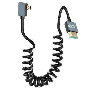 8K Left Angled Micro HDMI to HDMI Cable, 48Gbps High Speed 90 Degree Micro HDMI to HDMI Coiled Cable Support 8K@60Hz 4K@120Hz Dynamic HDR Compatible with Laptop Camera Monitor 3FT 8K Left Angled Micro HDMI to HDMI Cable, 48Gbps High Speed 90 Degree Micro HDMI to HDMI Coiled Cable Support 8K@60Hz 4K@120Hz Dynamic HDR Compatible with Laptop Camera Monitor 3FT