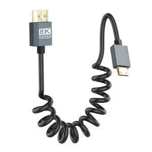 8K Mini HDMI to HDMI Cable, Ultra HD High Speed HDMI to Mini HDMI Coiled Cable 2.1 Support 8K 4K 3D and Dynamic HDR Up to 48Gbps, Compatible with TV, PC,Camera Monitors Projector ect 3FT/0.9M 8K Mini HDMI to HDMI Cable, Ultra HD High Speed HDMI to Mini HDMI Coiled Cable 2.1 Support 8K 4K 3D and Dynamic HDR Up to 48Gbps, Compatible with TV, PC,Camera Monitors Projector ect 3FT/0.9M