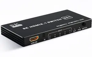 8K UHD HDMI 2.1 Switch 4K@120Hz 8K Video Switcher Adapter with IR Remote for Xbox Series X PC PS5 Projector Support Dynamic HDR Dolby 7.1 8K UHD HDMI 2.1 Switch 4K@120Hz 8K Video Switcher Adapter with IR Remote for Xbox Series X PC PS5 Projector Support Dynamic HDR Dolby 7.1