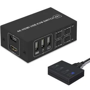 4 Ports HDMI KVM Switch 4K@30HZ/1080P@60HZ USB HDMI KVM Switcher 4 in 1 Out USB HDMI Share Monitor Mouse Keyboard Camera Printer W/Desktop Controller 4 Ports HDMI KVM Switch 4K@30HZ/1080P@60HZ USB HDMI KVM Switcher 4 in 1 Out USB HDMI Share Monitor Mouse Keyboard Camera Printer W/Desktop Controller