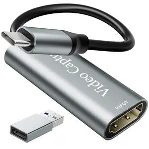 Video Capture Card, USB3.0 HDMI to USB C Capture Card, 4K 1080P 60FPS, Video Recording Card for Gaming Live Streaming, for Windows/Mac OS System with USB C Adapter to Adjust PS4, Switch, Xbox Video Capture Card, USB3.0 HDMI to USB C Capture Card, 4K 1080P 60FPS, Video Recording Card for Gaming Live Streaming, for Windows/Mac OS System with USB C Adapter to Adjust PS4, Switch, Xbox