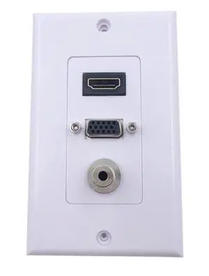 HDMI VGA 3.5mm Audio Video Stereo Pass Through Component Composite Wall Face Plate Panel (White) HDMI VGA 3.5mm Audio Video Stereo Pass Through Component Composite Wall Face Plate Panel (White)