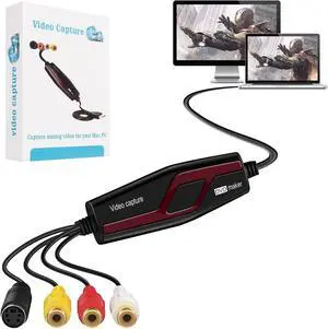 Video Capture Card USB 2.0, RCA to USB Video Capture Device, Digital Video Converter to Save Digital Files for Your Mac OS X Windows 7 8 10 11 PC, One Touch VCR TV to DVD, Black Video Capture Card USB 2.0, RCA to USB Video Capture Device, Digital Video Converter to Save Digital Files for Your Mac OS X Windows 7 8 10 11 PC, One Touch VCR TV to DVD, Black