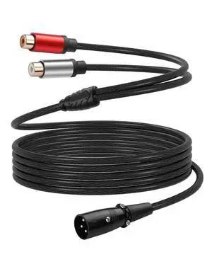 XLR Male to 2 RCA Female Y Splitter Audio Cable, 6.5FT Balanced 1 XLR Male to Unbalanced Dual RCA Female Y Adapter Cord for Speaker Condenser Mic Mixer AMP XLR Male to 2 RCA Female Y Splitter Audio Cable, 6.5FT Balanced 1 XLR Male to Unbalanced Dual RCA Female Y Adapter Cord for Speaker Condenser Mic Mixer AMP