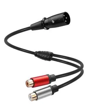 XLR Male to 2 RCA Female Y Splitter Audio Cable, 1FT Balanced 1 XLR Female to Unbalanced Dual RCA Male Y Adapter Cord for Speaker Condenser Mic Mixer AMP XLR Male to 2 RCA Female Y Splitter Audio Cable, 1FT Balanced 1 XLR Female to Unbalanced Dual RCA Male Y Adapter Cord for Speaker Condenser Mic Mixer AMP