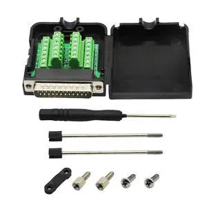 DB25 Breakout Board, DB25 Male D-SUB Connector to DB25 Screw Solderless Wiring Terminal Module Breakout PCB Board Kits with Plastic Case (M Black) DB25 Breakout Board, DB25 Male D-SUB Connector to DB25 Screw Solderless Wiring Terminal Module Breakout PCB Board Kits with Plastic Case (M Black)