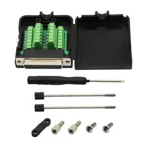 DB25 Breakout Board, DB25 Female D-SUB Connector to DB25 Screw Wiring Solderless Terminal Module Breakout PCB Board Kits with Plastic Case (F Black) DB25 Breakout Board, DB25 Female D-SUB Connector to DB25 Screw Wiring Solderless Terminal Module Breakout PCB Board Kits with Plastic Case (F Black)