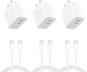 iPhone 17 16 15 Charger 3-Pack Dual Port USB C Fast Charging Block with 6ft c to c Cable Type C Wall Charger Plug for iPhone 17 Pro Max/17 Pro/17/16 15 Pro Max/16 15 Pro/16 15 (Pure White, 6ft) iPhone 17 16 15 Charger 3-Pack Dual Port USB C Fast Charging Block with 6ft c to c Cable Type C Wall Charger Plug for iPhone 17 Pro Max/17 Pro/17/16 15 Pro Max/16 15 Pro/16 15 (Pure White, 6ft)