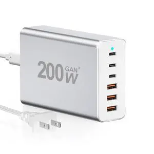 USB C Charger Block, 200W 6 Port Type C Charging Station Hub Block Cube, Wall Charger Adapter Plug for iPad iPhone 17 16 15 14 13 12 Pro Max Pixel Note Galaxy, More. (Silver, 3a3c) USB C Charger Block, 200W 6 Port Type C Charging Station Hub Block Cube, Wall Charger Adapter Plug for iPad iPhone 17 16 15 14 13 12 Pro Max Pixel Note Galaxy, More. (Silver, 3a3c)