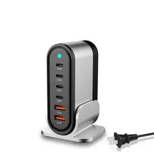USB C Fast Charger : 6 Port Desktop Multiple Devices Power Adapter for Laptop MacBook Pro/Air, DELL, Tablet iPad Pro/Air, iPhone 16/15/14, Galaxy S23/22 USB C Fast Charger : 6 Port Desktop Multiple Devices Power Adapter for Laptop MacBook Pro/Air, DELL, Tablet iPad Pro/Air, iPhone 16/15/14, Galaxy S23/22