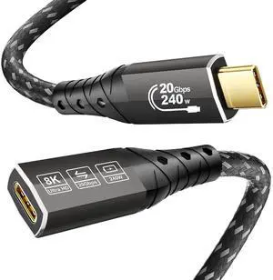 ZIKNYDO 20Gbps USBC Extension Cable 3.3FT (USBC 3.2 Extender Cord, Video 8K@30Hz, 4K@60Hz/144Hz, Charging 240W) 20Gbps USB C Male to USB C Female Cable for Thunderbolt 4, Hub, MacBook, MagSafe Charger ZIKNYDO 20Gbps USBC Extension Cable 3.3FT (USBC 3.2 Extender Cord, Video 8K@30Hz, 4K@60Hz/144Hz, Charging 240W) 20Gbps USB C Male to USB C Female Cable for Thunderbolt 4, Hub, MacBook, MagSafe Charger
